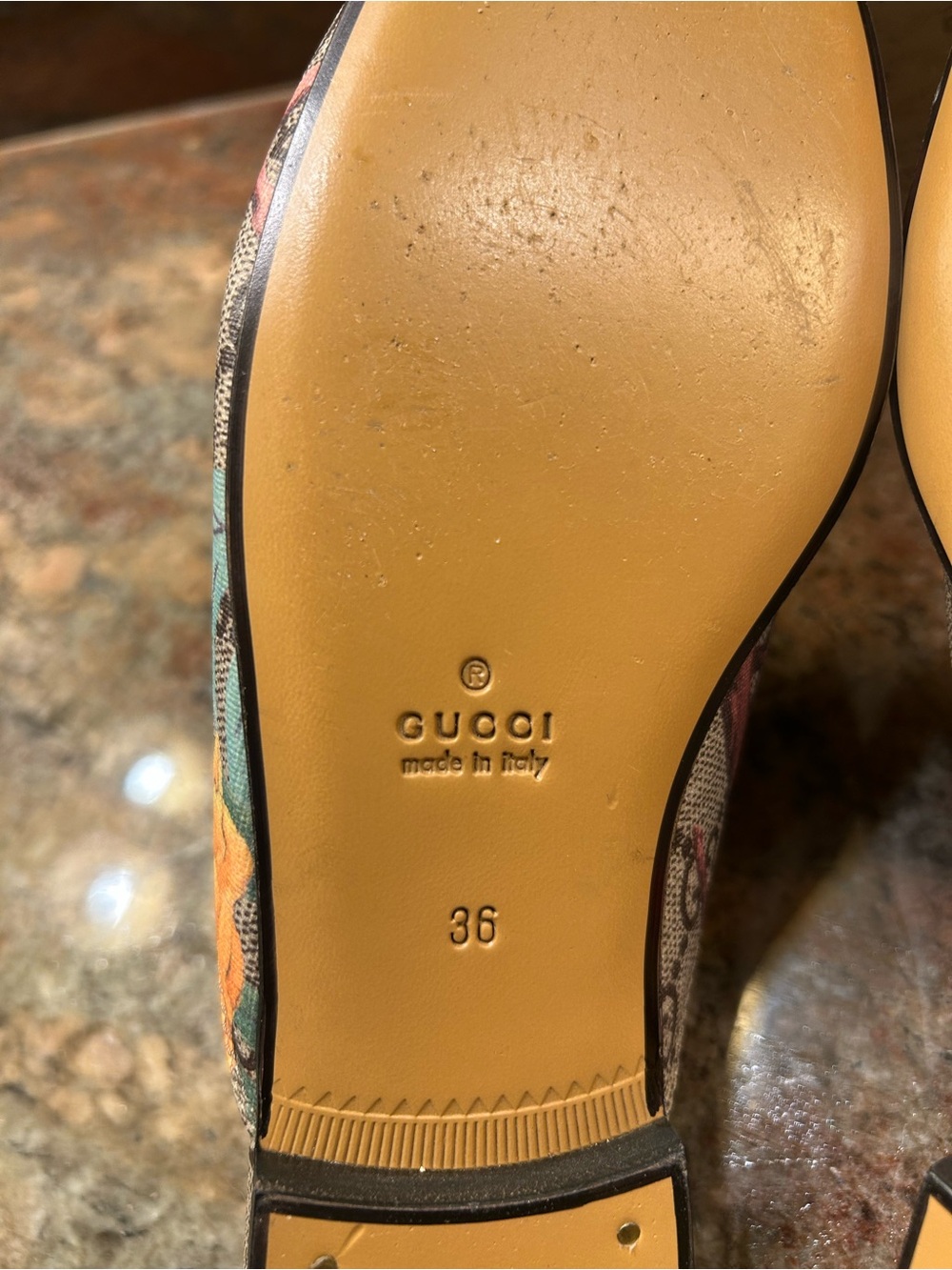 Gucci Multicolor GG Supreme Bird Print Leather Horsebit Mules - Picture 5 of 5